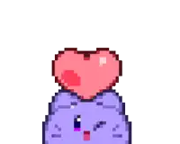 a pixel art drawing of a cat with a heart above it