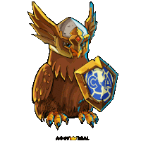 a cartoon of an owl holding a shield that says c.a.