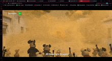 a computer screen shows a cartoon scene with the words el guerrero dragon
