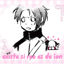 a black and white drawing of a person with the words existe si reo es de ian