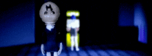 a blurry picture of a skeleton standing in a dark room