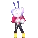 a pixel art of a cartoon character with a crown on his head .