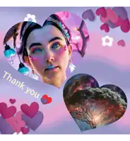 a collage of hearts with the words thank you written on it