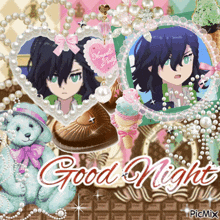 a picture of a teddy bear with the words good night