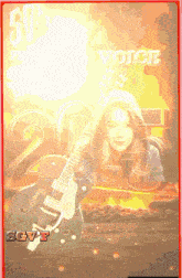 a picture of a woman holding a guitar with the number 25 on the bottom