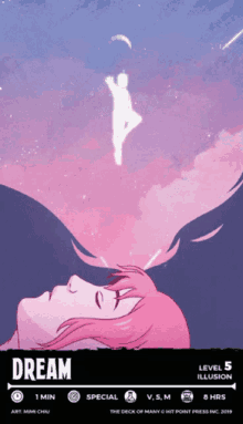 a poster for a game called dream shows a girl sleeping