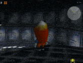 a cartoon squirrel is standing in a dark room with the number 2 on the top left