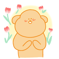 a cartoon drawing of a teddy bear with flowers surrounding it