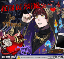 a picture of a girl with a hood and the words peyn de payne on it