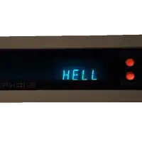 the word hellop is displayed on a device