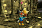 a cartoon character wearing a blue shirt with a number 8 on it