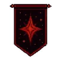 a pixel art of a banner with a star on it