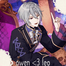 a drawing of a person with the name owen < 3 leo