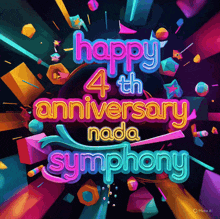 a colorful poster that says happy 4th anniversary nada symphony on it
