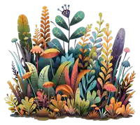 a painting of a bunch of flowers and plants