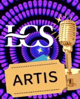 a sign that says artis on it with a microphone
