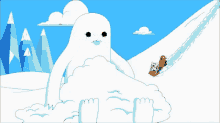 Snow Kitty GIF - Adventuretime Sledding Snowman GIFs