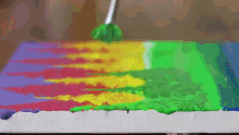 a person is painting a colorful landscape with trees