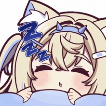 a cartoon drawing of a girl sleeping with the word zzz written on her face