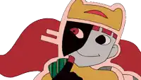 a cartoon character with a red cape and a crown