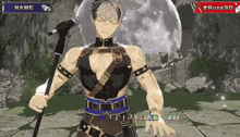a video game screen shows a man holding a microphone and the words name and #ruze3d below him