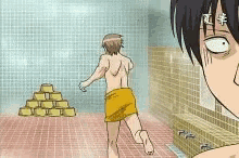 痛い　いたい　イタイ　銀魂　ぎんたま GIF - Gintama Bath Slip GIFs
