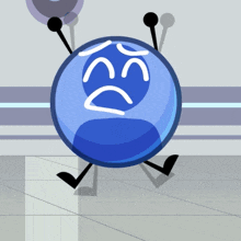 a cartoon character with a sad face and arms