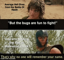 a meme about average hell diver from the battle of heath