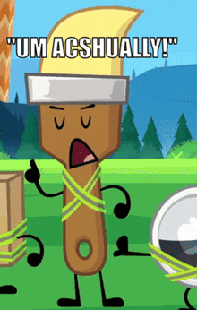 a cartoon of a paint brush with the words " um acshually " above it