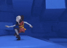 a cartoon character is jumping in the air with a lightning bolt coming out of her mouth .