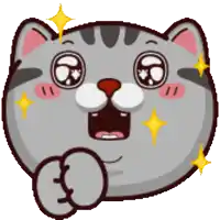 a cartoon cat is giving a thumbs up with sparkles around it