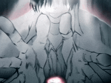 a black and white drawing of a person holding something
