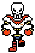 papyrus from undertale is a pixel art character with a skull on his head .