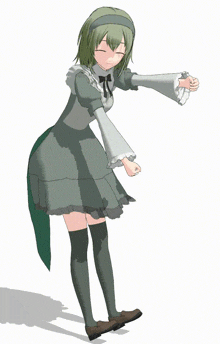 a 3d rendering of a girl in a green dress