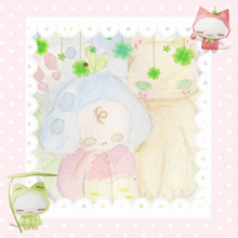 a picture of a dog with clover on its nose