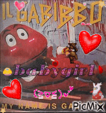 a picture of a cartoon character with the words babygirl written on it