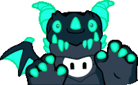 a cartoon of a monster with green horns