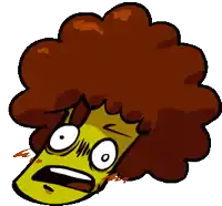 a cartoon drawing of a person with a large afro