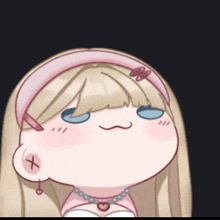 a cartoon girl with a cross on her ear and a heart necklace