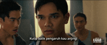 a man in a blue shirt says kutip balik pengaruh kau aning