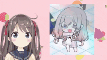 a drawing of a girl with pigtails and a drawing of a girl with white hair