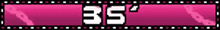 a pink and black banner with the number 35 on it .
