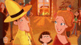a cartoon of a man and woman standing in front of a sign that says " like george "