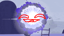 a cartoon drawing of a face with a red mouth