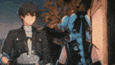 a man and a girl are standing next to each other in a video game .