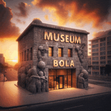 a large stone building with the words museum bola on it