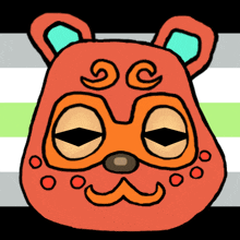 a cartoon drawing of a bear with circles on its face