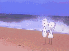 two stick figures standing next to each other in a forest