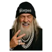 a man wearing a black beanie that says blazord