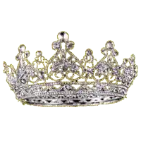 a silver and gold crown with diamonds and rhinestones on a white background